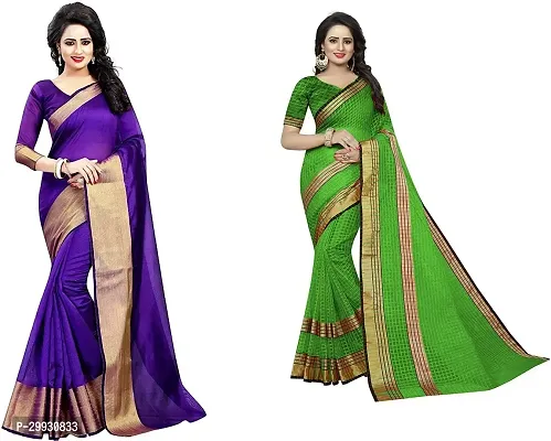 Stylish Fancy Georgette Saree With Blouse Piece Combo For Women Pack Of 2