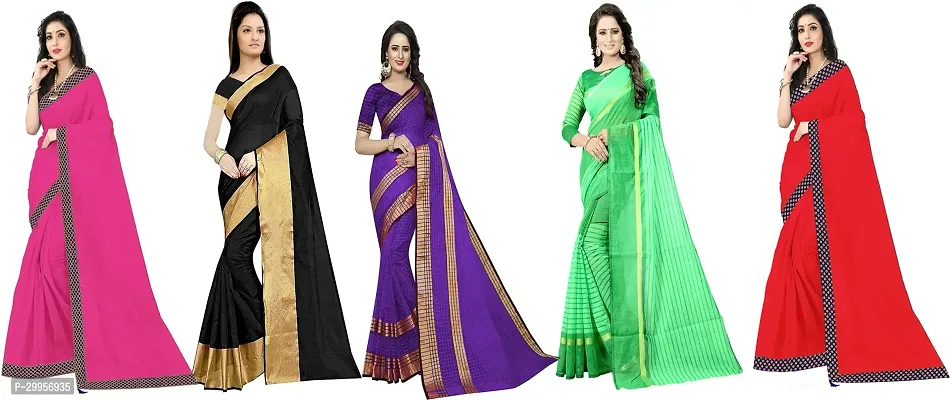 Stylish Fancy Art Silk Saree With Blouse Piece For Women Pack Of 5