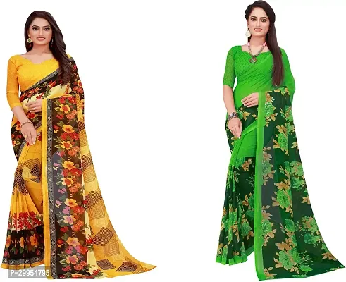 Stylish Fancy Georgette Saree With Blouse Piece For Women Pack Of 2-thumb0