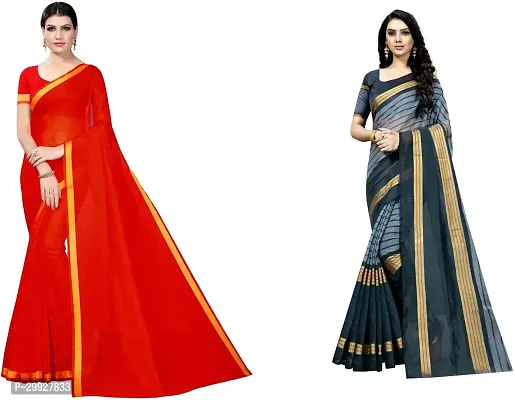 Stylish Fancy Art Silk Saree With Blouse Piece Combo For Women Pack Of 2-thumb0