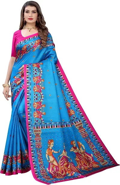 Dailywear Art Silk Printed Sarees with Blouse piece