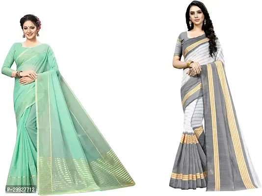 Stylish Fancy Art Silk Saree With Blouse Piece Combo For Women Pack Of 2-thumb0