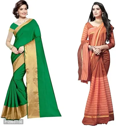 Stylish Fancy Georgette Saree With Blouse Piece Combo For Women Pack Of 2-thumb0