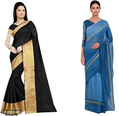 Stylish Fancy Georgette Saree With Blouse Piece Combo For Women Pack Of 2-thumb0