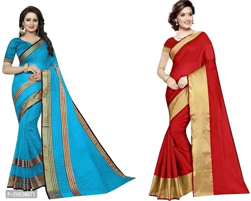 Stylish Fancy Georgette Saree With Blouse Piece Combo For Women Pack Of 2-thumb0