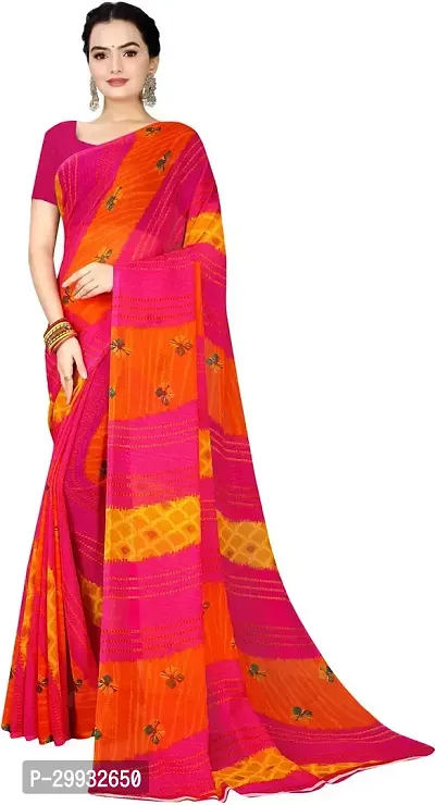 Stylish Fancy Georgette Saree With Blouse Piece For Women-thumb0