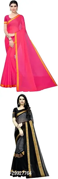 Stylish Fancy Art Silk Saree With Blouse Piece Combo For Women Pack Of 2-thumb0