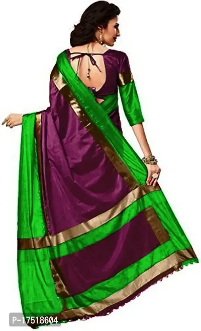 Women Stylish Cotton Silk Solid Saree with Blouse piece-thumb2