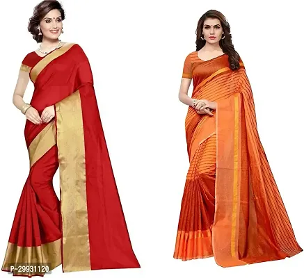 Stylish Fancy Georgette Saree With Blouse Piece Combo For Women Pack Of 2-thumb0