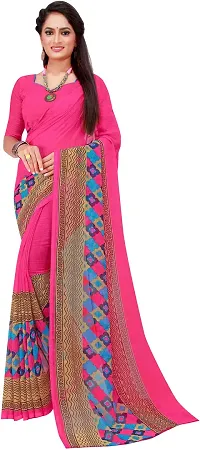 Women Stylish Georgette Printed Saree with Blouse piece-thumb1