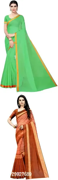 Stylish Fancy Art Silk Saree With Blouse Piece Combo For Women Pack Of 2-thumb0