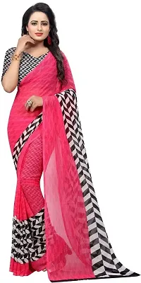 Stylish Fancy Georgette Saree With Blouse Piece Combo For Women Pack Of 2-thumb2