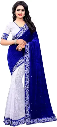 Attractive Velvet Lace Border Saree with Blouse piece