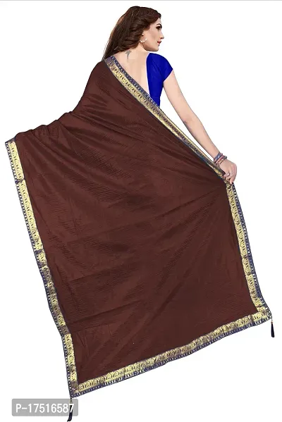 Women Stylish Art Silk Solid Saree with Blouse piece-thumb2