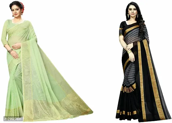 Stylish Fancy Art Silk Saree With Blouse Piece Combo For Women Pack Of 2-thumb0