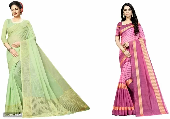 Stylish Fancy Art Silk Saree With Blouse Piece Combo For Women Pack Of 2-thumb0