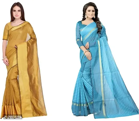 Stylish Fancy Georgette Saree With Blouse Piece Combo For Women Pack Of 2-thumb0