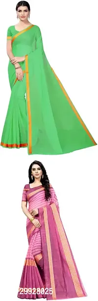 Stylish Fancy Art Silk Saree With Blouse Piece Combo For Women Pack Of 2-thumb0