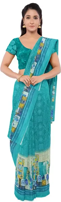 Stylish Fancy Georgette Saree With Blouse Piece For Women-thumb1