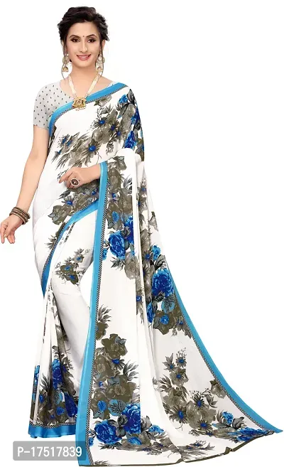 Women Stylish Art Silk Printed Saree with Blouse piece-thumb3