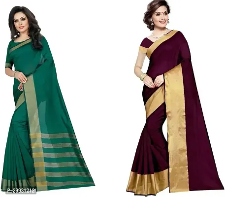 Stylish Fancy Georgette Saree With Blouse Piece Combo For Women Pack Of 2-thumb0