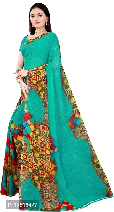 Women Stylish Georgette Printed Saree with Blouse piece