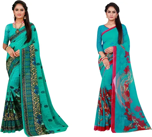 Beautiful Georgette Saree With Blouse Piece Pack Of 2