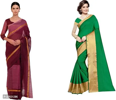 Stylish Fancy Georgette Saree With Blouse Piece Combo For Women Pack Of 2-thumb0