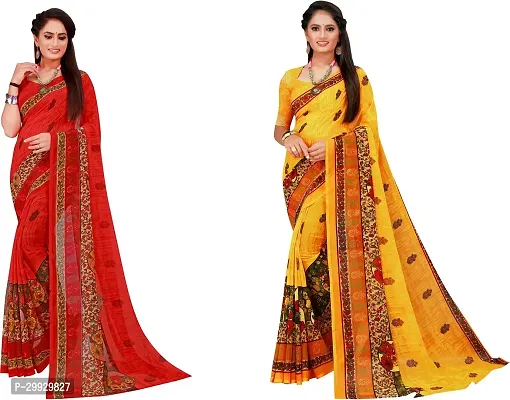 Stylish Fancy Georgette Saree With Blouse Piece Combo For Women Pack Of 2-thumb0