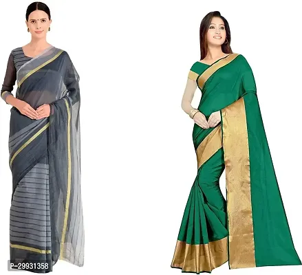 Stylish Fancy Georgette Saree With Blouse Piece Combo For Women Pack Of 2-thumb0