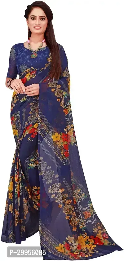 Stylish Fancy Georgette Saree With Blouse Piece For Women Pack Of 2-thumb2