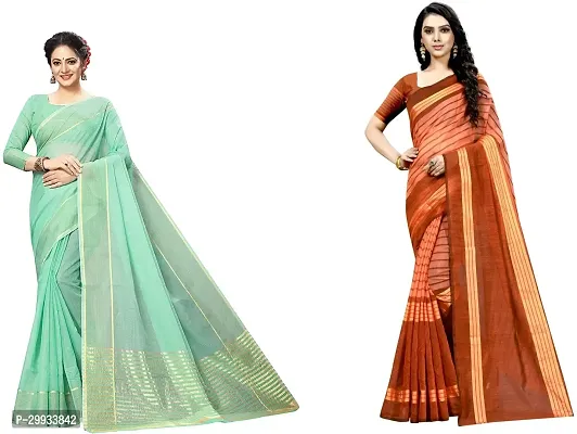 Stylish Fancy Art Silk Saree With Blouse Piece For Women Pack Of 2-thumb0