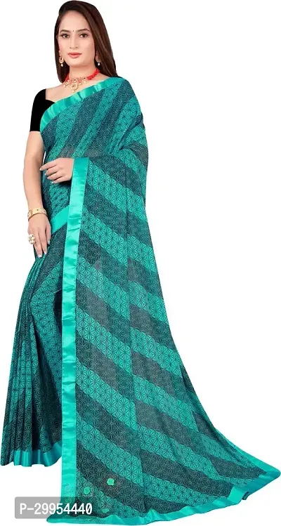 Stylish Fancy Lycra Blend Saree With Blouse Piece For Women-thumb0