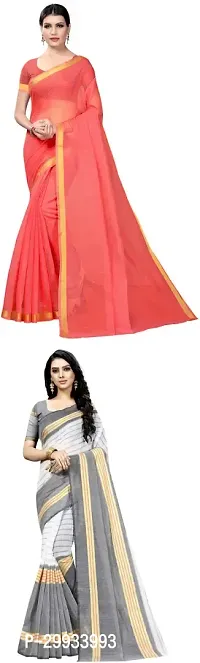 Stylish Fancy Art Silk Saree With Blouse Piece For Women Pack Of 2-thumb0