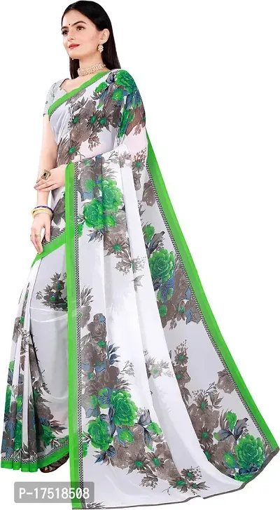 Women Stylish Georgette Printed Saree with Blouse piece-thumb2