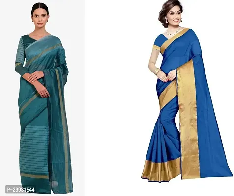 Stylish Fancy Georgette Saree With Blouse Piece Combo For Women Pack Of 2-thumb0