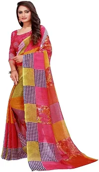 Stylish Fancy Georgette Saree With Blouse Piece For Women-thumb1