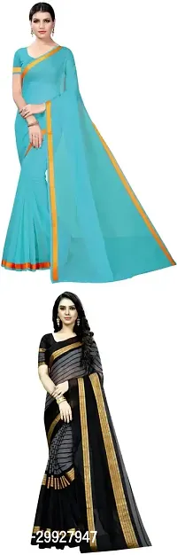 Stylish Fancy Art Silk Saree With Blouse Piece Combo For Women Pack Of 2-thumb0