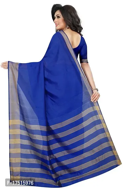 Women Stylish Cotton Silk Solid Saree with Blouse piece-thumb2