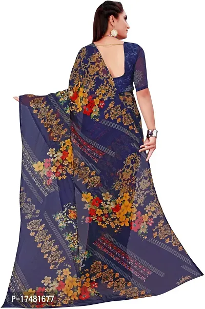 Women Stylish Georgette Printed Saree with Blouse piece-thumb4