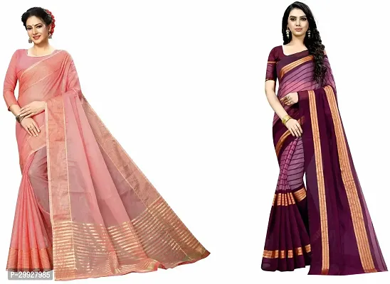 Stylish Fancy Art Silk Saree With Blouse Piece Combo For Women Pack Of 2-thumb0