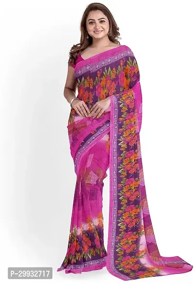 Stylish Fancy Georgette Saree With Blouse Piece For Women-thumb0