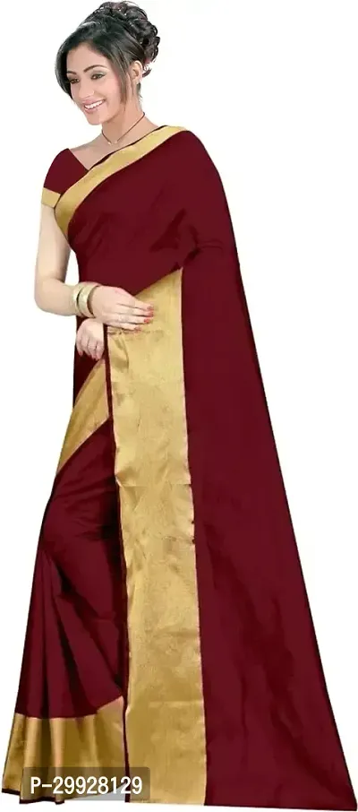 Stylish Fancy Cotton Silk Saree With Blouse Piece For Women-thumb3