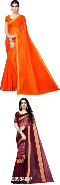 Stylish Fancy Art Silk Saree With Blouse Piece For Women Pack Of 2-thumb0