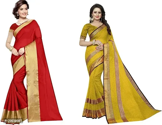 Stylish Fancy Georgette Saree With Blouse Piece Combo For Women Pack Of 2