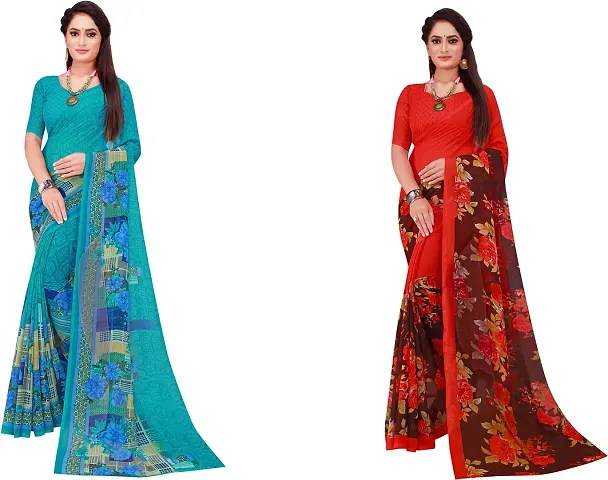 Beautiful Georgette Saree with Blouse piece Pack Of 2