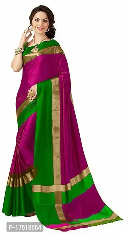 Women Stylish Cotton Silk Solid Saree with Blouse piece