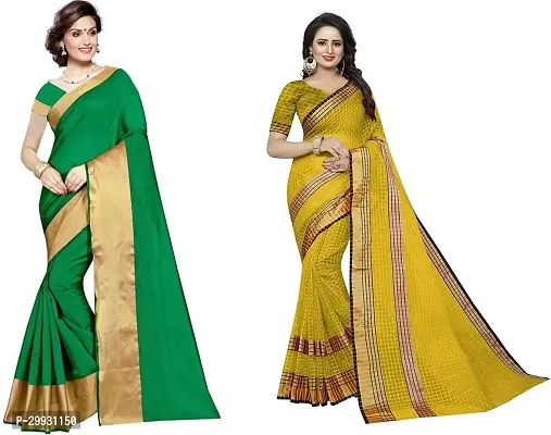 Stylish Fancy Georgette Saree With Blouse Piece Combo For Women Pack Of 2