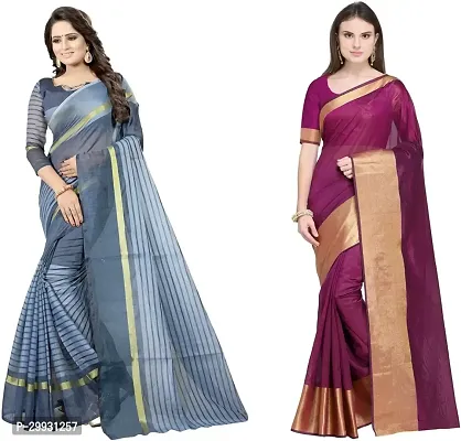 Stylish Fancy Georgette Saree With Blouse Piece Combo For Women Pack Of 2-thumb0