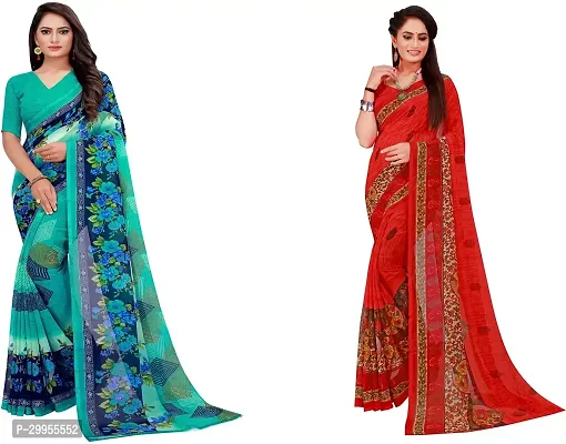 Stylish Fancy Georgette Saree With Blouse Piece For Women Pack Of 2